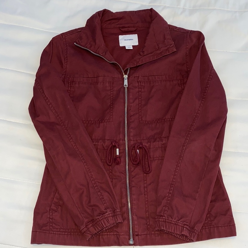 Old navy oversized maroon utility jacket size xs